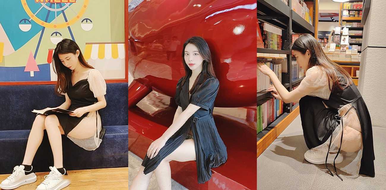 淘宝情趣装模特【露小出】大街上换衣美乳臀沟全露，性感内裤勾得路人目瞪口呆